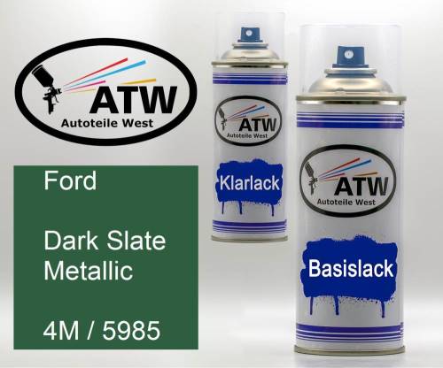 Ford, Dark Slate Metallic, 4M / 5985: 400ml Sprühdose + 400ml Klarlack - Set, von ATW Autoteile West.